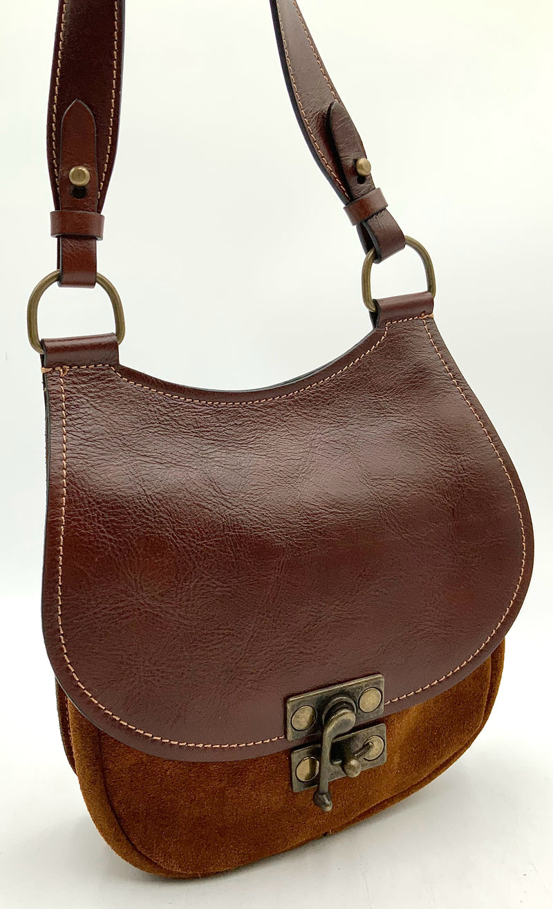 SUNDANCE Cognac Leather Tobacco Suede Wandering Way Hobo Bag