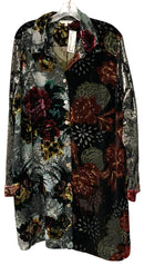 JOHN MARK Black Multi Floral Burnout Velvet Sedona L/S B/D Tunic