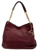 MICHAEL KORS Oxblood Pebbled Leather Goldtone Chain Shoulder Bag