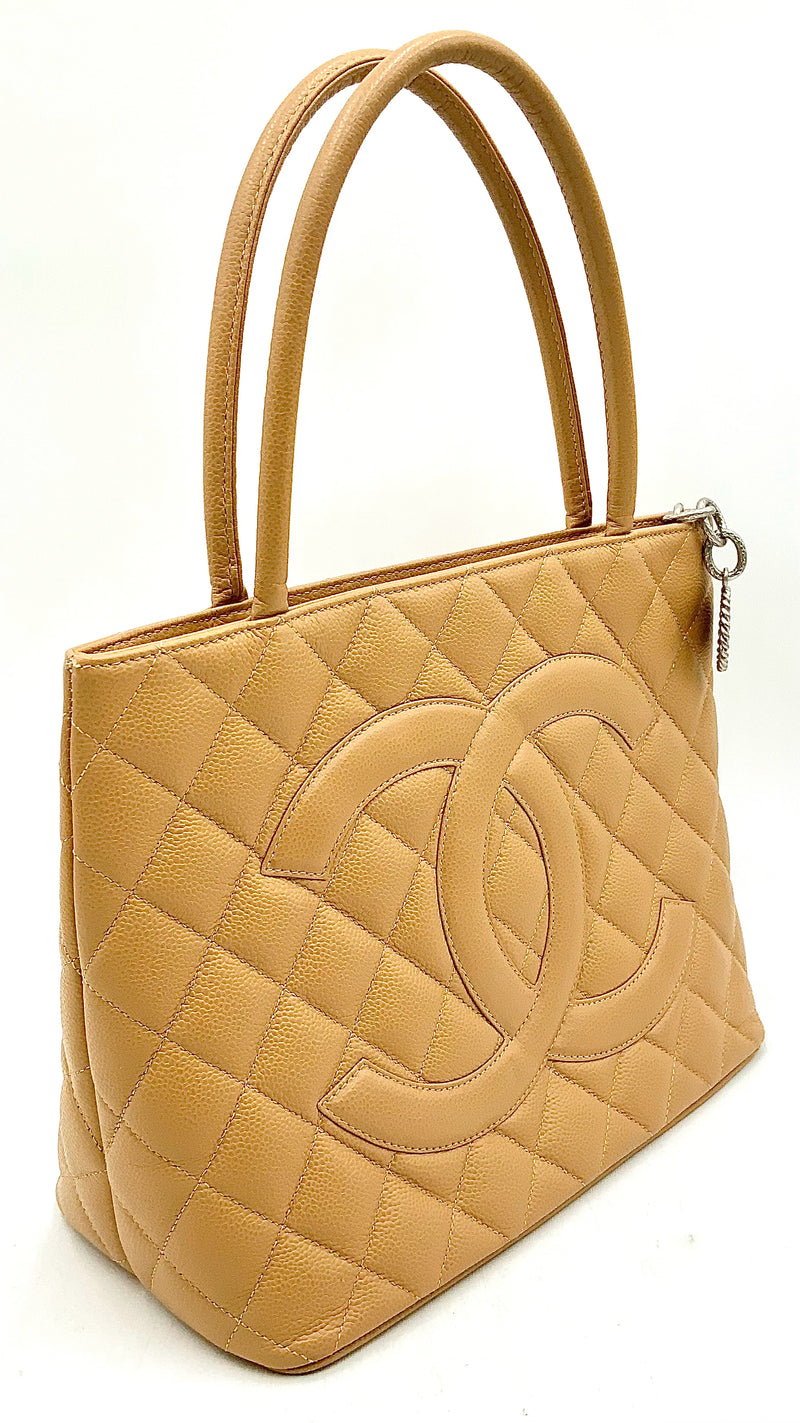 CHANEL Camel Caviar Leather CC Medallion Tote 2006-2008