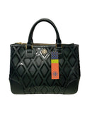 TORY BURCH Black Saffiano Patent Leather Robinson Double Zip Tote Bag