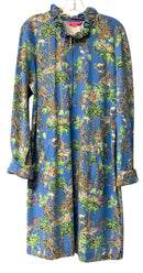 LILLY PULITZER Blue Green Tiger Print Skipper Ruffle Neck 1/2 Zip  L/S Dress