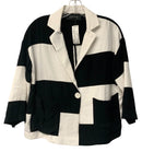 OZAI N KU Black/White Color Block One Button Jacket