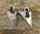 Southwest Style Sterling & Amethyst Clip-On Earrings