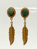 Southwest Style 10kt Gold, Gold Plated Metal & Turquoise Earrings
