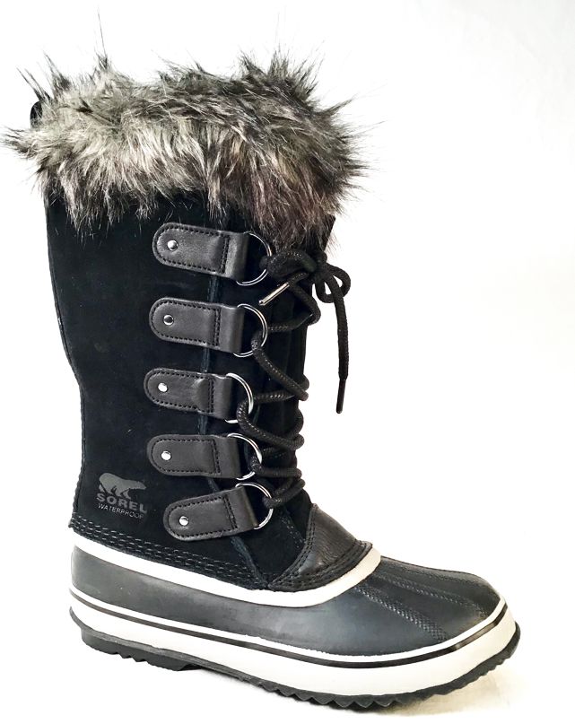 SOREL Black Suede Grey Rubber Faux Fur Joan of Arctic Waterproof Boots 9.5