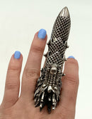 Sterling Articulated Dragon Knuckle Ring
