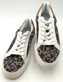 BETSY JOHNSON Gold Glitter/Red & Blue Plaid/Leo "Lindsay" Sneakers 8.5