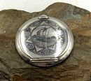 Sterling Silver & Niello Hinged Compact
