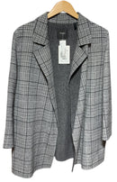 THEORY Grey/White/Charcoal Clairene Weston Plaid Wool/Cashmere Jacket