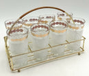 Set/8 Vintage Hazel Atlas Tumblers in Metal Caddy