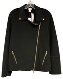 CHICOS Black Asym Zip Knit Moto Jacket