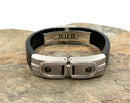 PHILIP STEIN Stainless Steel/Diamond/Rubber Teslar Wellness Bracelet