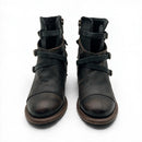 FREEBIRD Brown/Black Leather Multi Buckle Crue Ankle Boots 9