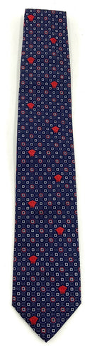VERSACE Navy Red Grey Medusa Logo Silk Tie
