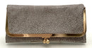 HOBO Brown/White Leather "Rachel" Continental Tri-Fold Kiss Lock Wallet