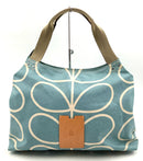 ORLA KIELY Baby Blue/Cream Coated Canvas Handbag