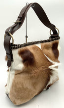 AQUA MADONNA Tan Cream Springbok Fur Brown Leather Shoulder Bag