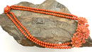 Antique 14kt Gold & Hand Carved Coral 2-Strand Beaded Necklace