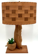 1950's Cypress Knee Lamp With Woven Shade
