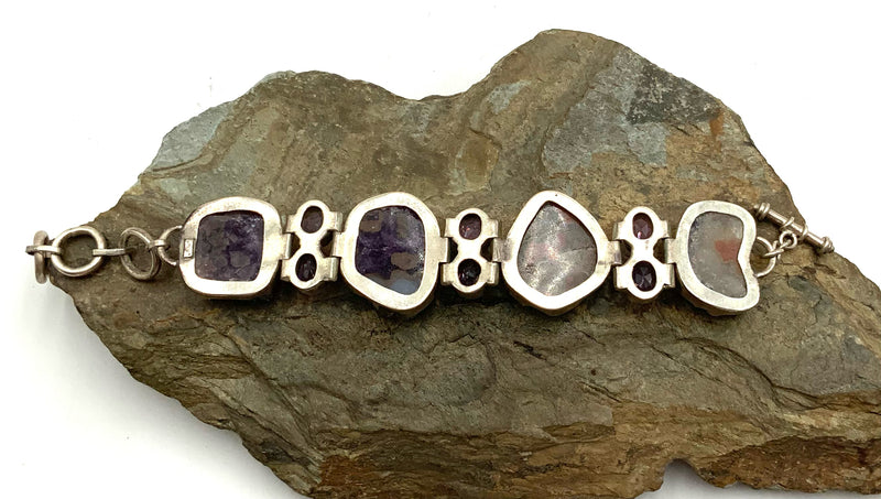 Sterling, Amethyst & Amethyst Druzy Bracelet