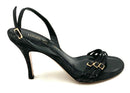 LOUIS VUITTON Black Monogram Fabric Triple Buckle Stiletto Sandals 38.5