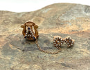 Vintage 10kt Gold, Sapphire & Pearl Alpha Psi Omega Pin & Guard
