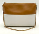 COACH Tan White Two Tone Textured Leather Goldtone Chain Bag