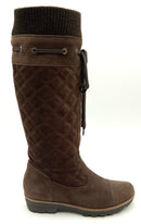 AQUATALIA Brown Quilted Suede Knit Knee High Boots 5.5