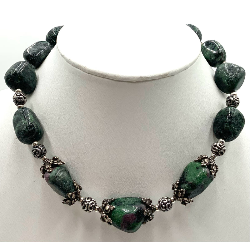 BARSE Sterling & Ruby in Zoisite Necklace