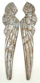 Pair of Carved Wood Angel Wings with Silver Finish