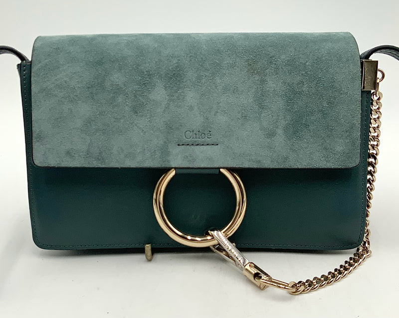 CHLOE Cloudy Blue Suede Leather Faye Crossbody Bag