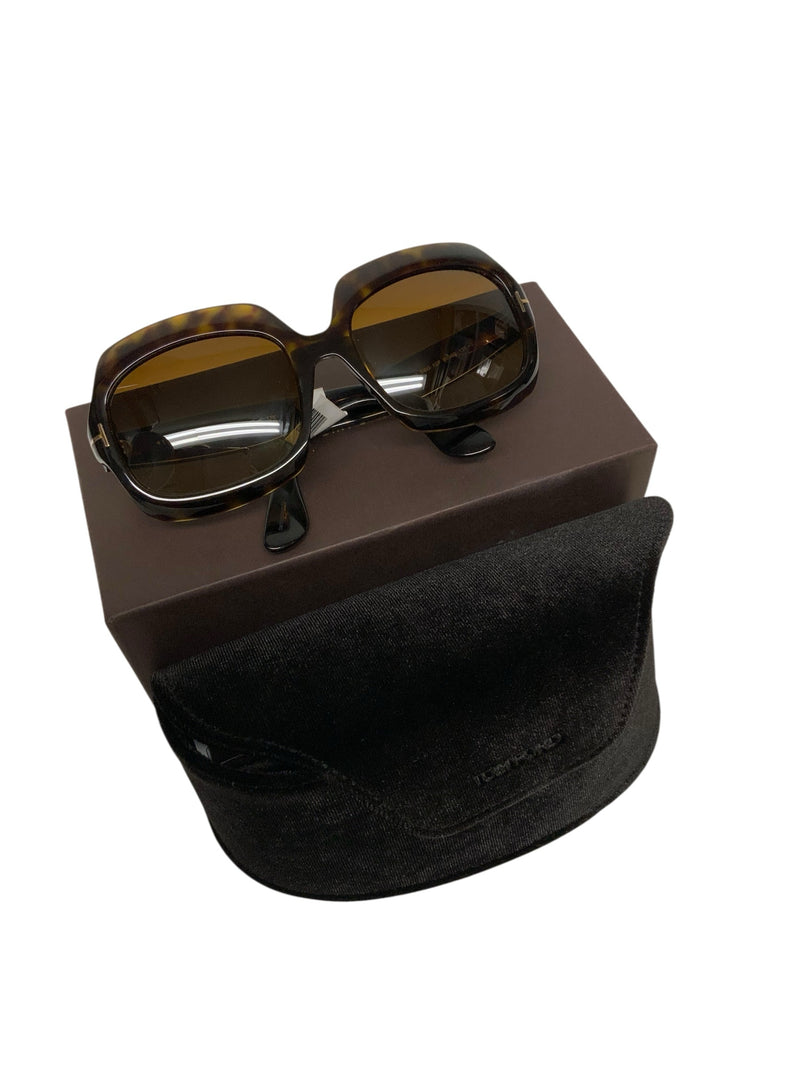 TOM FORD Brown Tortoise Ren Oversized Sunglasses
