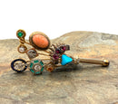 18kt/14kt Gold, Diamond, Ruby, Sapphire & Emerald Brooch