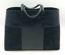 TORY BURCH Black Leather Suede Panel Block T Tote Bag