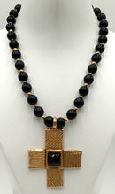 VIVA PAQUITA  French Black Onyx Cross Necklace