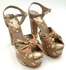 MICHAEL KORS Collection Suntan Floral Zoey Platform Sandals 38.5