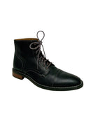 COLE HAAN Black Grained Leather Lace Up Canton Ankle Boots 11