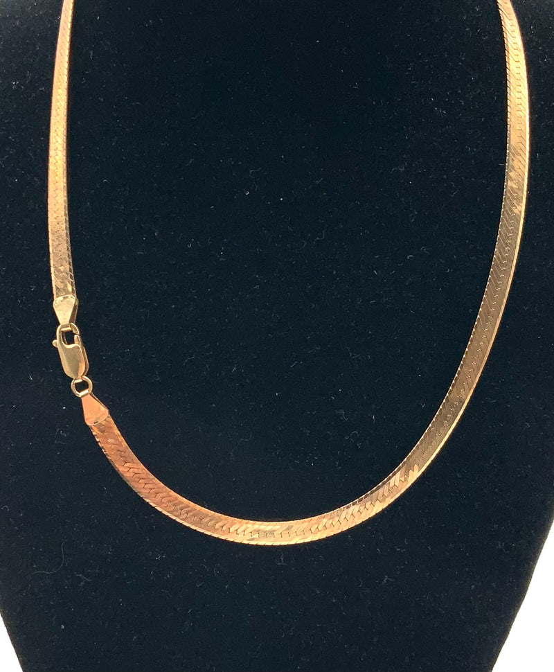 14kt Gold Herringbone Chain Necklace, 18"l