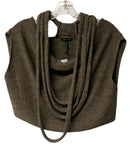 SARAH PACINI Cocoa Alpaca Merino Blend Knitted Scarf Detail Crop Sweater