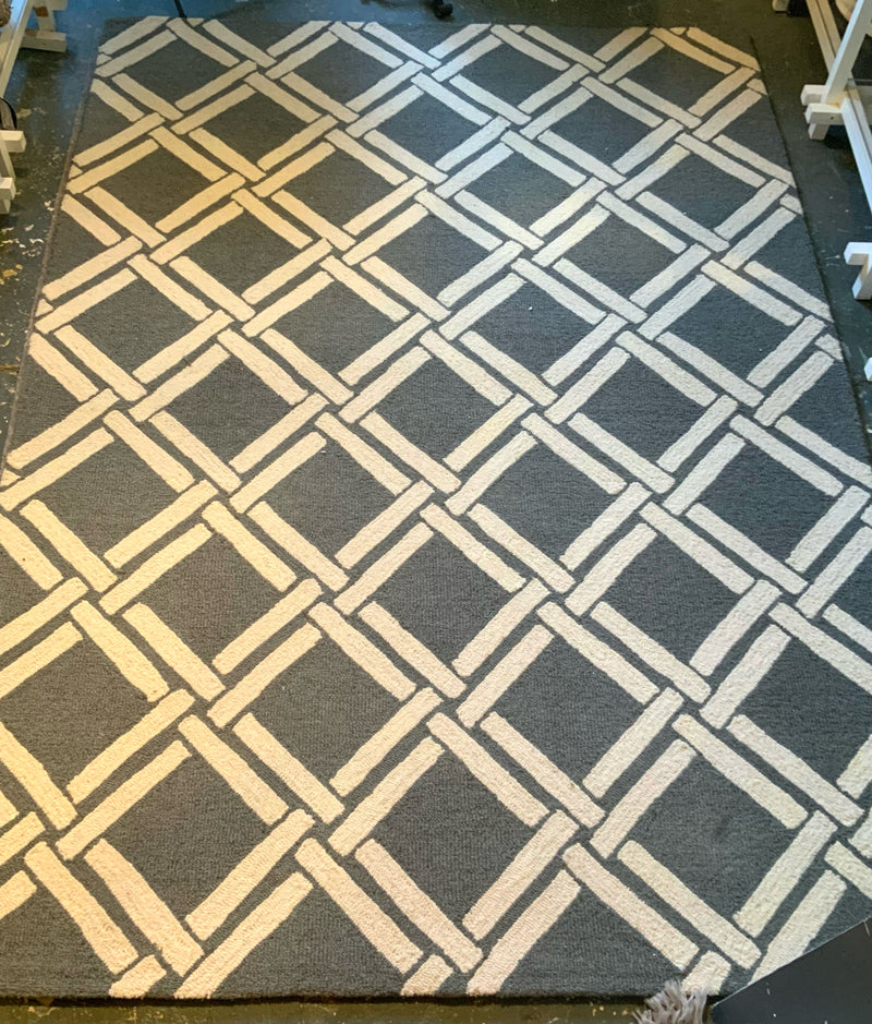 Gray Area Rug with White Bamboo Design