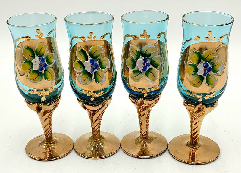 Set/4 Italian Handpainted Liqueur Glasses