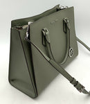MICHAEL KORS Army Green Saffiano Leather Top Handle Hope Satchel
