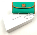 Dooney & Bourke Jade Green Pebbled Leather Vachetta Trim Wallet