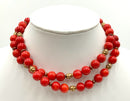 Gold Over Sterling & Coral Beaded Necklace
