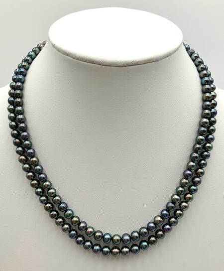 Double Strand of Cultured Tahitian Pearls w/Gold Filled Clasp