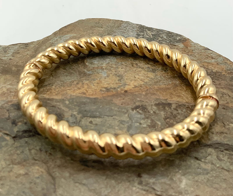 14kt Gold Twisted Pattern Hinged Bracelet