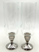 Pair of Sterling Silver & Glass Hurricanes