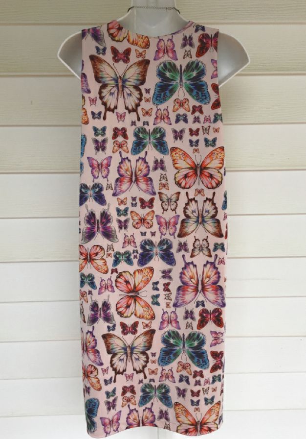 NALLY & MILLIE Pink/Multi Butterfly Print V-Neck S/L Dress