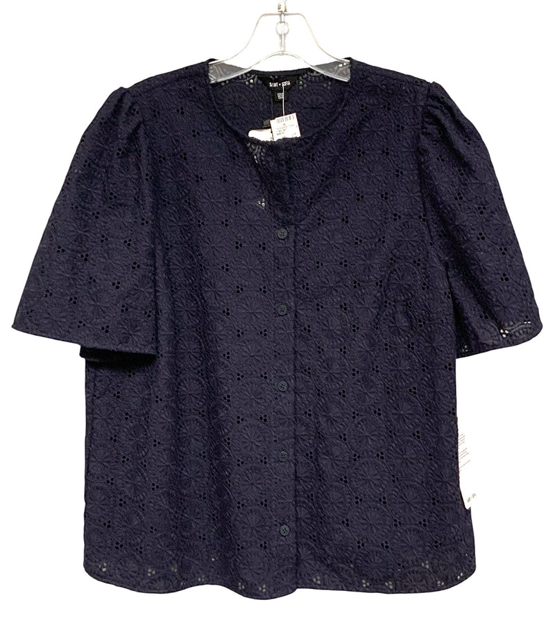 SAINT+ SOFIA Navy Eyelet "Tabitha" S/S B/D Top